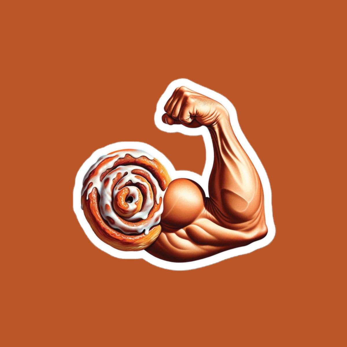 Cinnamon roll swole sticker