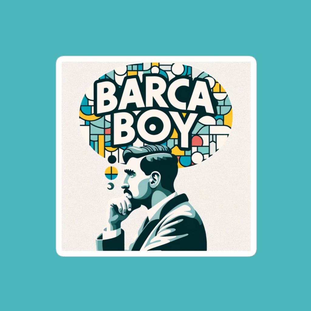 barca boy gaudi thinking sticker