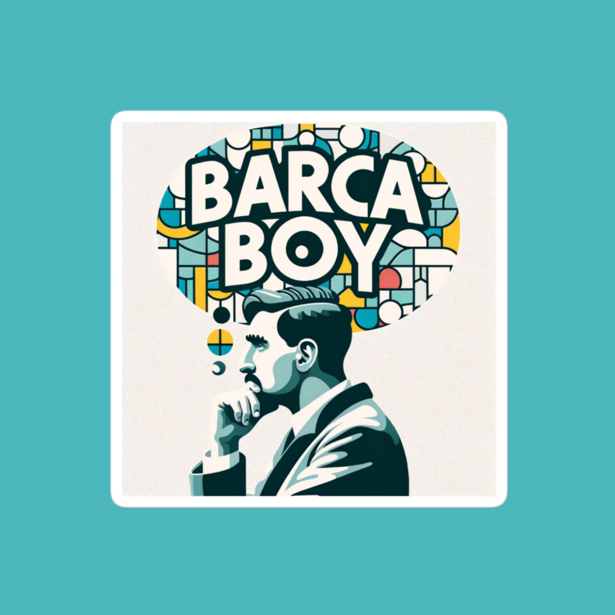 barca boy gaudi thinking sticker