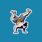 sumo b-boy sicker of a sumo wrestler doing a two-handed handstand breakdancing pose