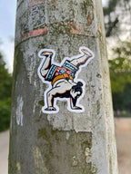 sumo b-boy sticker on a pole in Amsterdam
